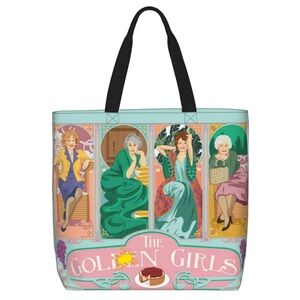NEW GOLDEN GIRLS Canvas Eco Tote Bag Portrait Design TV Sitcom 80s Aqua Pink
